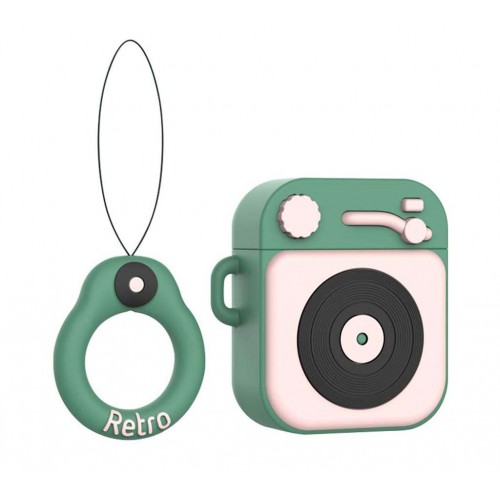 Чехол для Airpods Silicon case Gramophone Dark Green