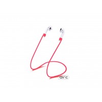 Чехол для Airpods Silicon case с карабином и ремешком Red