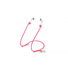 Чехол для Airpods Silicon case с карабином и ремешком Red