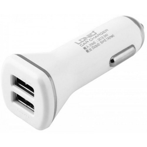 Автомобильное зарядное устройство LDNIO DL-C219 Car charger 2USB 2.1A + Lightning cable White