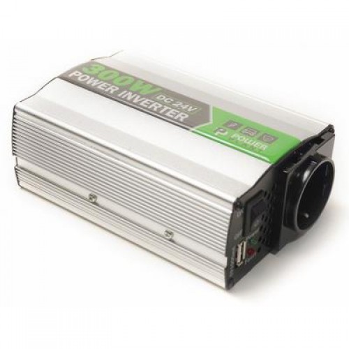 Адаптер автомобильный 12V/220V PowerPlant 24V/220V HYM300-242, 300W, USB 5V 1A (KD00MS0002)