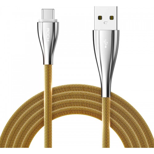 Кабель Rock metal Type-C data cable 1M Gold