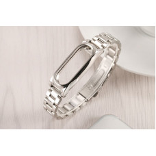 Ремешок Metal Strap With Frame For Xiaomi Mi Band 2 Silver