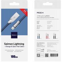Кабель Rock Salmon lightning Charge & Sync flat cable 1 m Blue
