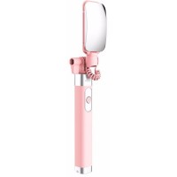 Монопод Rock Mini selfie stick with lightning wire control & mirror Pink