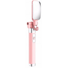 Монопод Rock Mini selfie stick with lightning wire control & mirror Pink