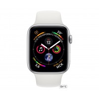 Apple Watch Series 4 (GPS) 40mm Silver Aluminum Case with White Sport Band (MU642)