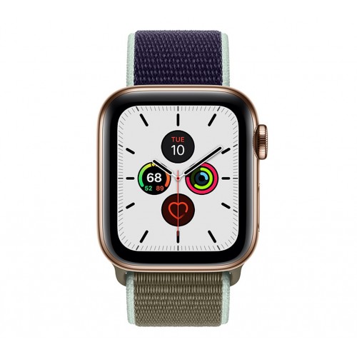 Apple Watch Series 5 (GPS+CELLULAR) 44mm Gold Stainless Steel Case with Sport Loop Khaki