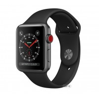 Apple Watch Series 3 (GPS + Cellular) 42mm Space Gray Aluminum w. Black Sport B. (MQK22)