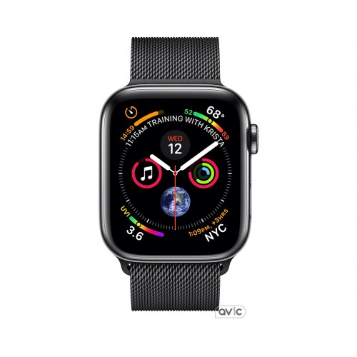 Apple Watch Series 4 (GPS + Cellular) 44mm Space Black Stainless Steel Case with Space Black Milanese Loop (MTV62)