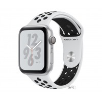 Apple Watch Nike+ Series 4 (GPS + Cellular) 40mm Silver Aluminum Case with Pure Platinum Black Nike Sport Band (MTV92)
