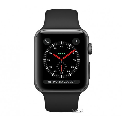 Apple Watch Series 3 (GPS + Cellular) 38mm Space Gray Aluminum w. Black Sport B. (MQJP2)