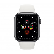Apple Watch Series 5 (GPS) 44mm Space Gray Aluminum Case with Sport Band White