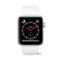 Apple Watch Series 3 (GPS + Cellular) 38mm Stainless Steel w. Soft White Sport B. (MQJV2)