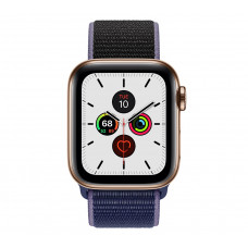 Apple Watch Series 5 (GPS+CELLULAR) 44mm Gold Stainless Steel Case with Sport Loop Midnight Blue