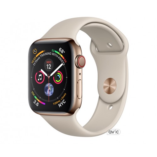 Apple Watch Series 4 (GPS + Cellular) 40mm Gold Stainless Steel Case with Stone Sport Band (MTUR2)