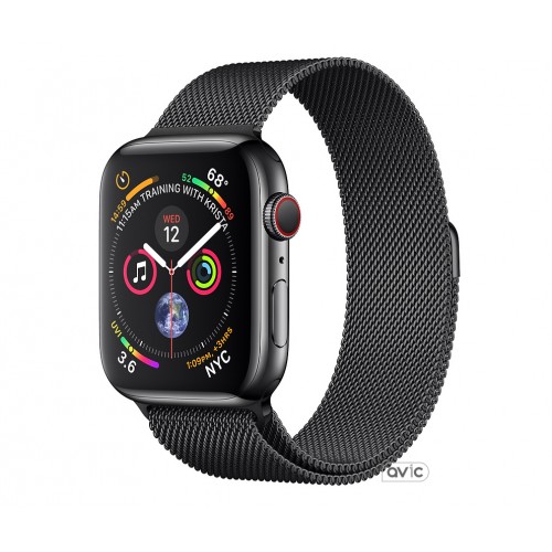 Apple Watch Series 4 GPS + Cellular 44mm Space Black Stainless Steel Case with Space Black Milanese Loop (MTX32)