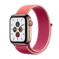 Apple Watch Series 5 (GPS+CELLULAR) 44mm Gold Stainless Steel Case with Sport Loop Pomegranate