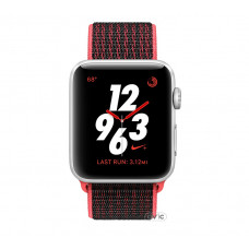 Apple Watch Nike+ Series 3 (GPS + Cellular) 38mm Silver Aluminum w. Bright Crimson/BlackSport L. (MQL72)