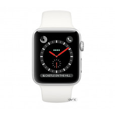 Apple Watch Series 3 (GPS + Cellular) 42mm Stainless Steel w. Soft White Sport B. (MQK82)