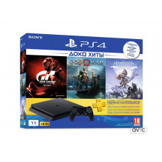 Игровая приставка Sony Plyastation 4 Slim 1TB Black+(Gran Turismo Sport, God of War, Horizon Zero Dawn)