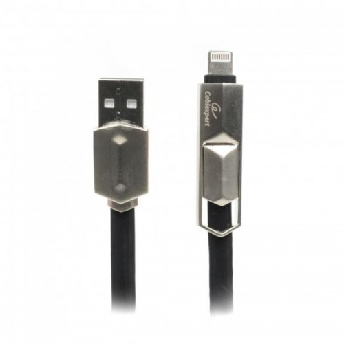 Кабель Cablexpert (CCPB-ML-USB-05BK) USB 2.0 BM - Lightning + microUSB, премиум, плоский, 1м, черный