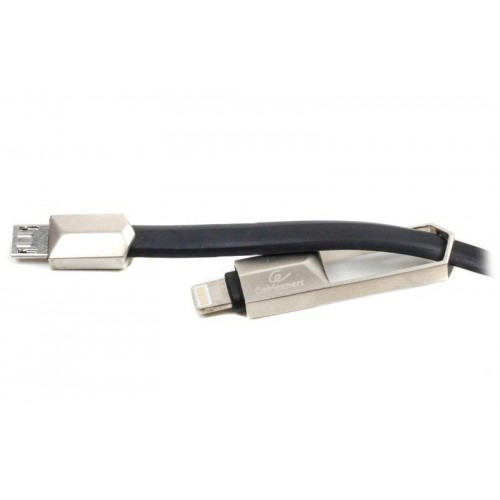 Кабель Cablexpert (CCPB-ML-USB-05BK) USB 2.0 BM - Lightning + microUSB, премиум, плоский, 1м, черный