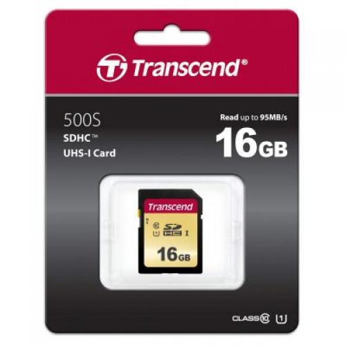 Карта памяти Transcend 16GB SDHC class 10 UHS-I U1 (TS16GSDC500S)