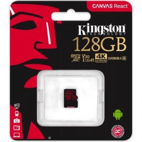 Карта памяти Kingston 128GB microSDXC class 10 UHS-I U3 (SDCR/128GBSP)