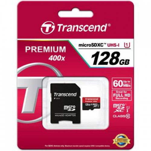 Карта памяти Transcend 128GB microSDXC class 10 UHS-I (TS128GUSDU1)