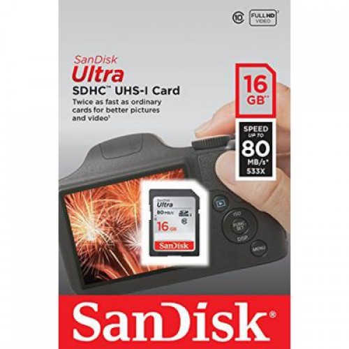 Карта памяти SanDisk 16GB SDHC Ultra Class 10 UHS (SDSDUNC-016G-GN6IN)