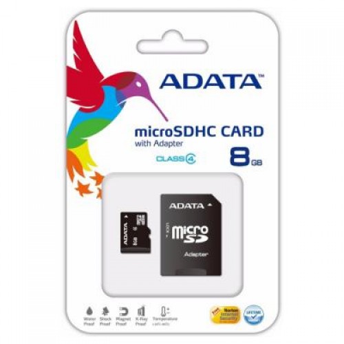 Карта памяти ADATA 8GB microSD class 4 (AUSDH8GCL4-RA1)