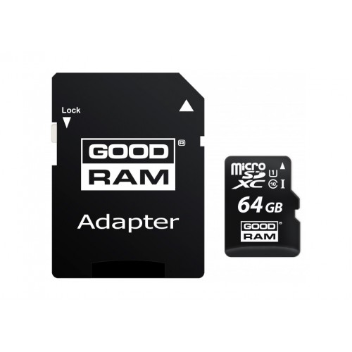 Карта памяти MicroSDXC 64GB UHS-I Class 10 GOODRAM + SD-adapter (M1AA-0640R11)