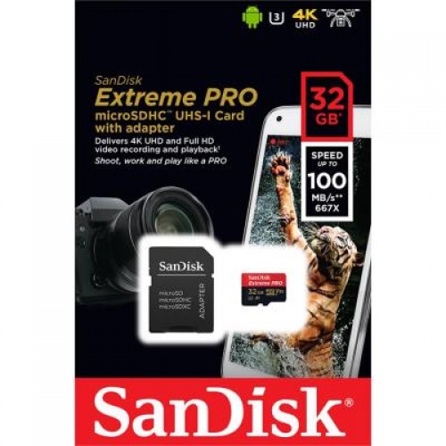 Карта памяти SanDisk 32GB microSD class 10 V30 A1 UHS-I U3 4K Extreme Pro (SDSQXCG-032G-GN6MA)