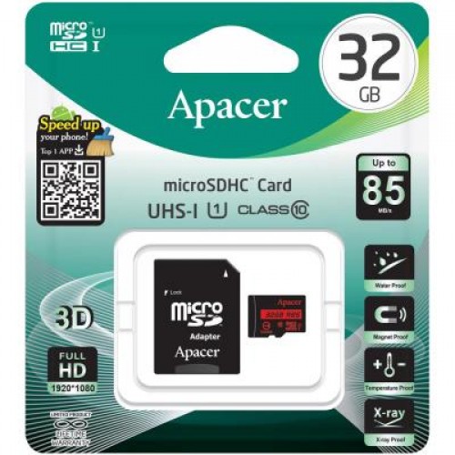 Карта памяти Apacer 32GB microSDHC class 10 UHS-I U1 (AP32GMCSH10U5-R)