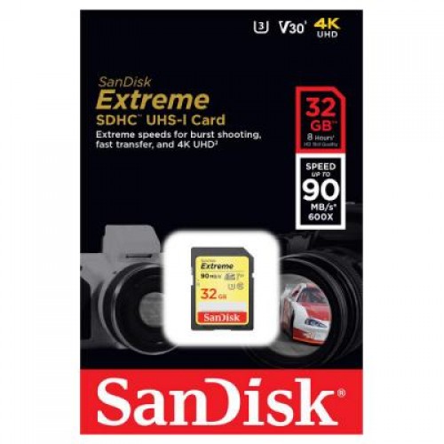 Карта памяти SanDisk 32GB SDHC class 10 UHS-I U3 4K Extreme (SDSDXVE-032G-GNCIN)