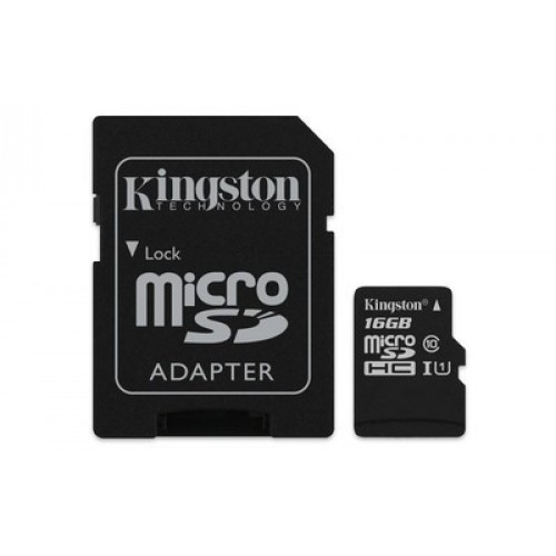 Карта памяти Kingston 16GB microSDHC class 10 UHS-I Canvas Select + SD-адаптер (SDCS/16GB)