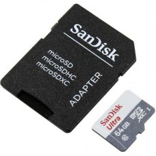 Карта памяти SanDisk 64GB microSD Class 10 UHS-I Ultra (SDSQUNS-064G-GN3MA)