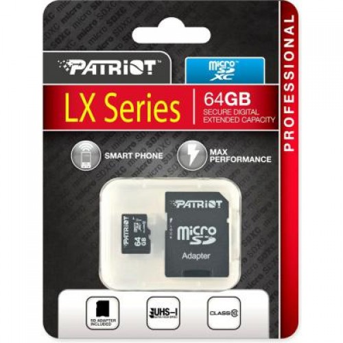 Карта памяти Patriot 64GB microSD class10 UHS-1 (PSF64GMCSDXC10)