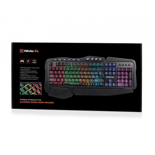 Клавиатура REAL-EL Gaming 8900 RGB Macro USB черный UAH