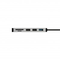 Концентратор Grand-X SG-512 USB TypeC-HDMI/3хUSB/TypeC/CR, Silver