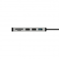 Концентратор Grand-X SG-512 USB TypeC-HDMI/3хUSB/TypeC/CR, Silver