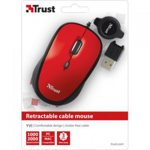 Мышь Trust Yvi Retractable Red (21053)