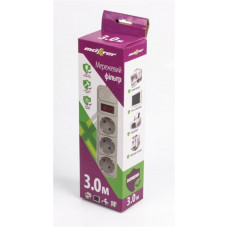 Сетевой фильтр Maxxter (SPM3-G-10G) 3 розетки, 3м, белый