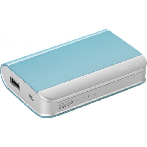 Power Bank Recci RE-7500 Elegant Power IQ 2,1А Li-Pol 7500 mAh Light Blue