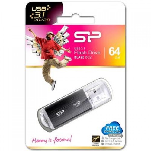 Флешка Silicon Power 64GB Blaze B02 Black USB 3.0 (SP064GBUF3B02V1K)