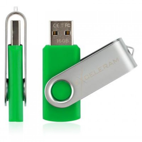 Флешка eXceleram 16GB P1 Series Silver/Green USB 2.0 (EXP1U2SIGR16)