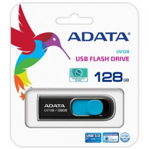 Флешка ADATA 128GB UV128 Black/Blue USB 3.1 (AUV128-128G-RBE)