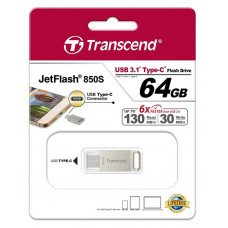 Флешка USB3.1 64GB Type-C Transcend JetFlash 850 Silver (TS64GJF850S)