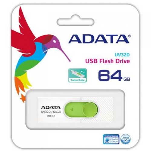 Флешка A-DATA 64GB UV320 White/Green USB 3.1 (AUV320-64G-RWHGN)